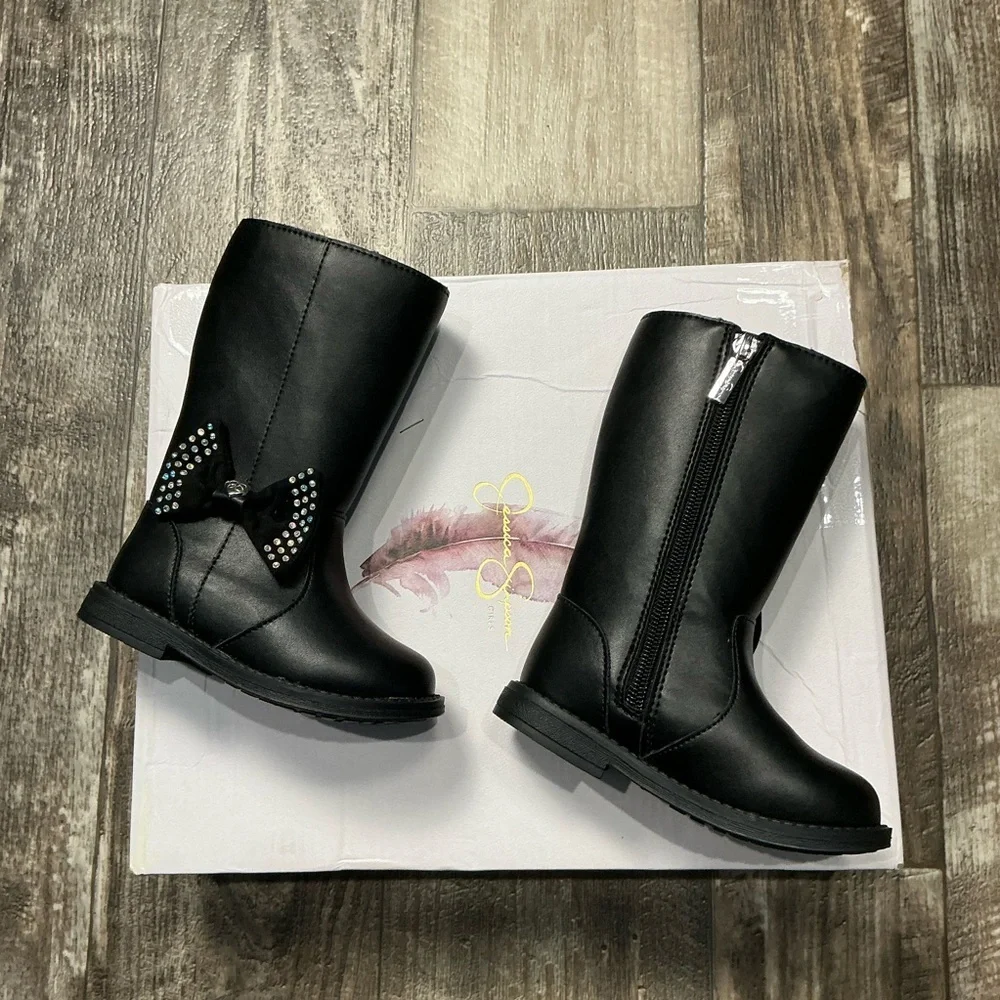 Jessica Simpson Black Little Girls' Mid-Calf Boots with Bow Size 7